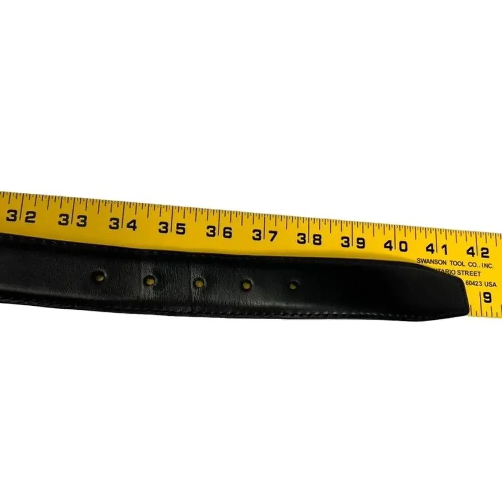 Belt Men's 34 Black Genuine Leather With Inside Zipper Pocket Unbranded